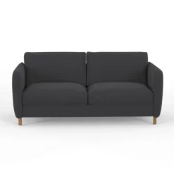 Canapé convertible 2 places Bultex Gustave - Velours Vintage - Adore Anthracite