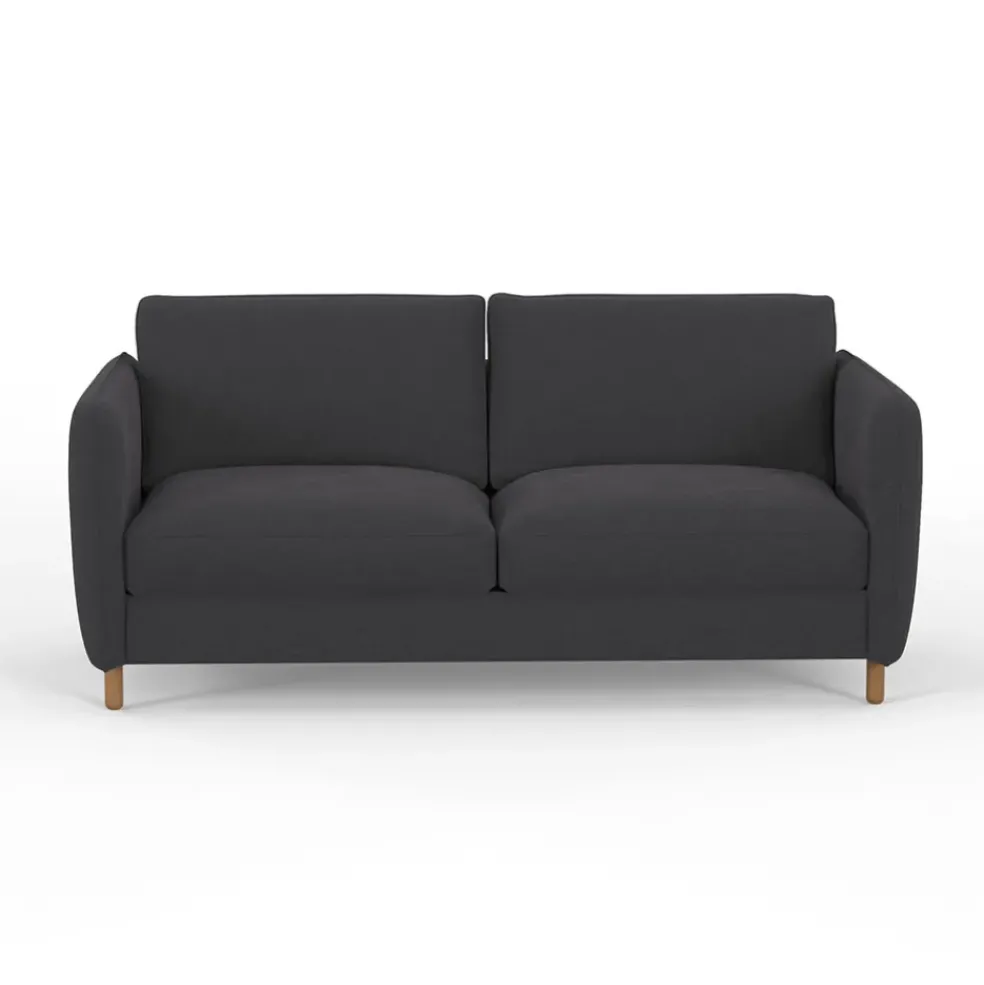 Canapé convertible 2 places Bultex Gustave - Velours Vintage - Adore Anthracite