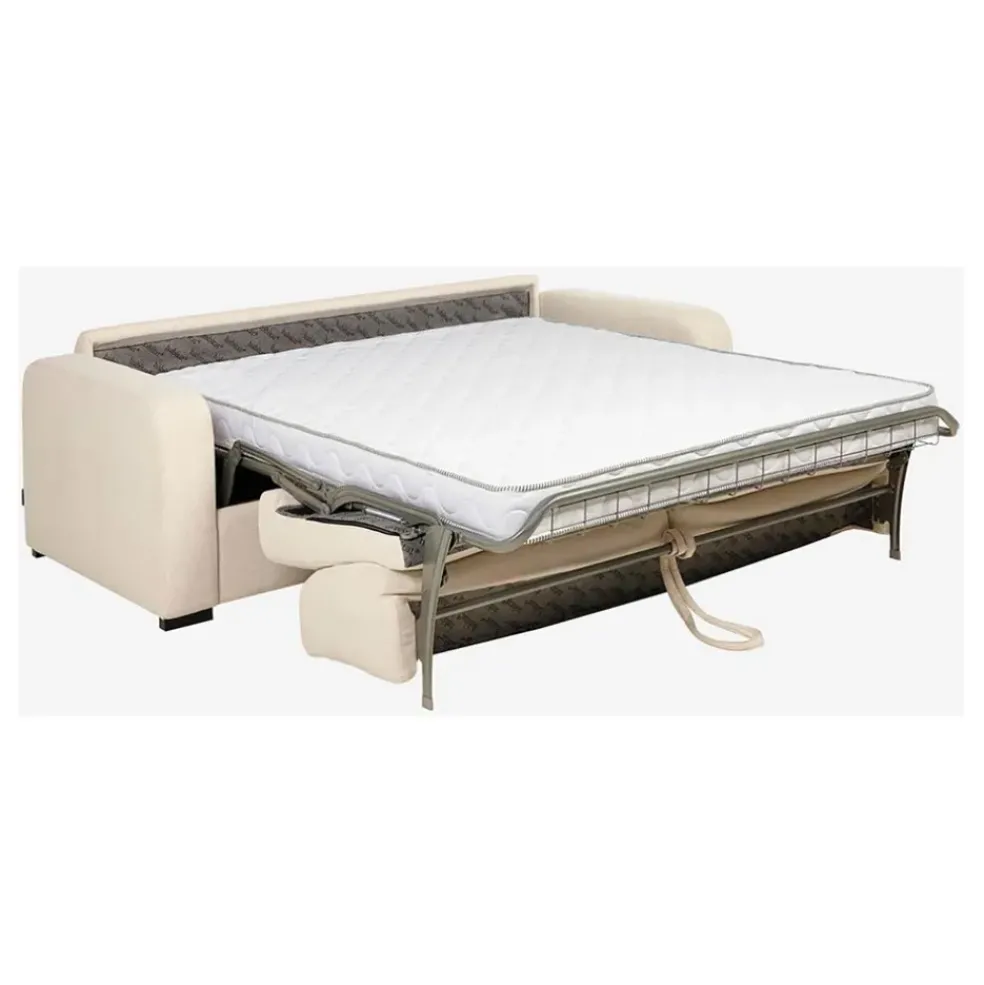 Canapé convertible 28kg 2 places en tissu lenny crème - Porto