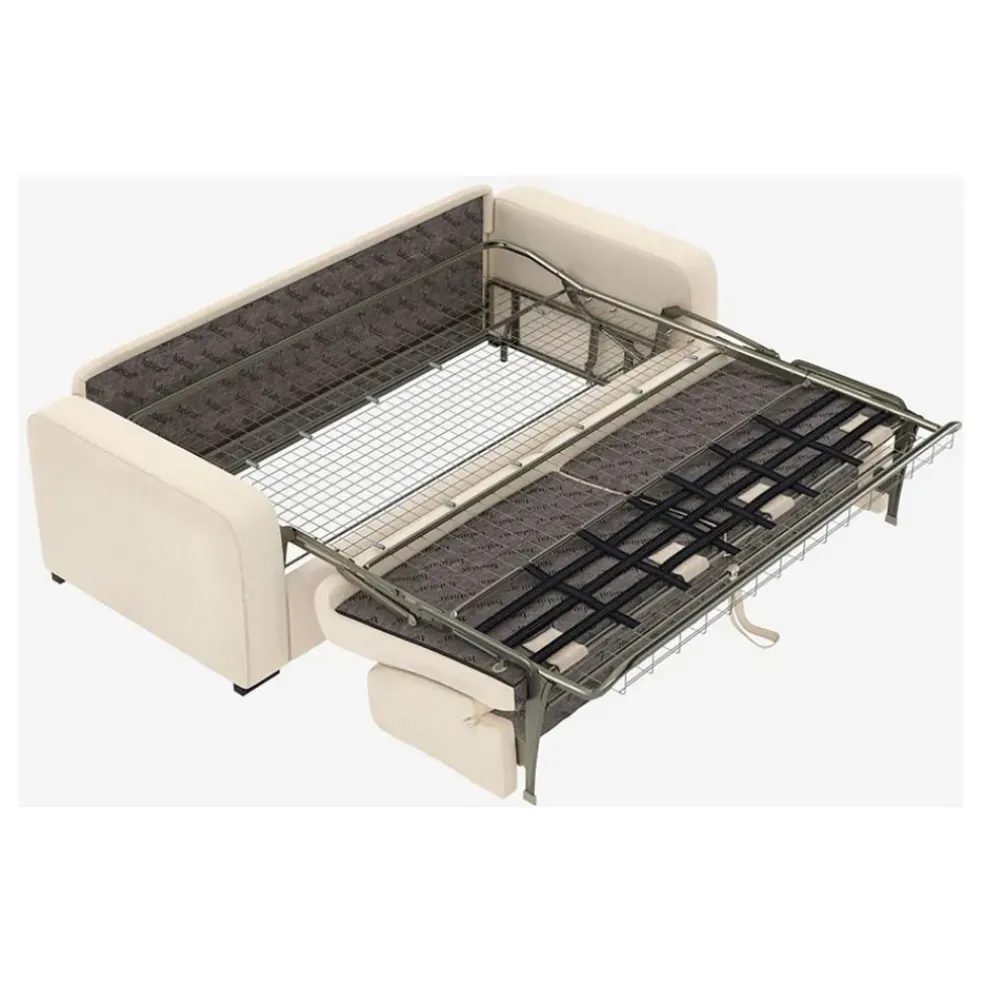 Canapé convertible 28kg 2 places en tissu lenny crème - Porto