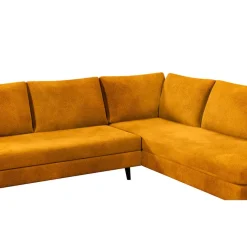 Canapé d'angle droit 5 places André - effet velours - Seven emerald