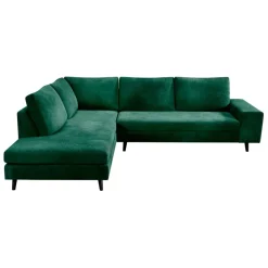 Canapé d'angle droit 5 places André - effet velours - Seven emerald