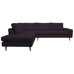 Canapé d'angle gauche 5 places André - velours vintage - Adore gold