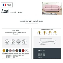 Canapé fixe 3 places Axel - Tissu - Enjoy Vert D'Eau