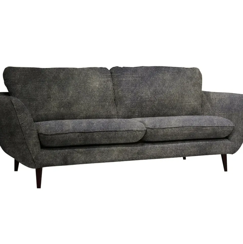 Canapé fixe 3 places Axel - Velours Vintage - Adore Anthracite