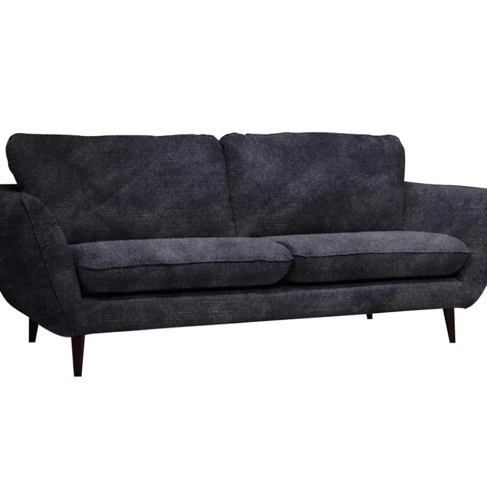 Canapé fixe 3 places Axel - Velours Vintage - Adore Anthracite