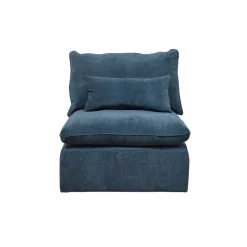 Canapé modulable 3 places bleu grisé avec pouf - Auguste