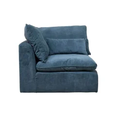 Canapé modulable 3 places bleu grisé avec pouf - Auguste