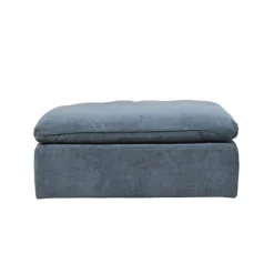 Canapé modulable 4 places bleu grisé avec pouf - Auguste