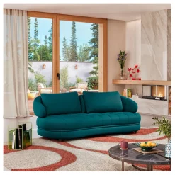 Canape 3 places en tissu 3d bleu canard - Oxia