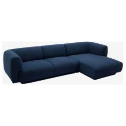 Canape angle droit 4 places en tissu texturé bleu marine - Austin