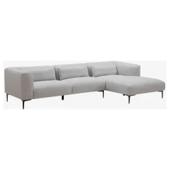 Canape angle droit fixe en tissu perlé gris - Tessie