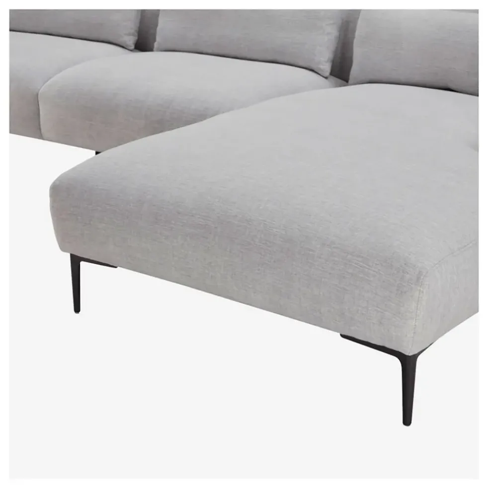 Canape angle droit fixe en tissu perlé gris - Tessie