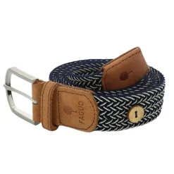 Ceinture tressée bleu marine et écru taille unique