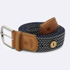 Ceinture tressée bleu marine et écru taille unique