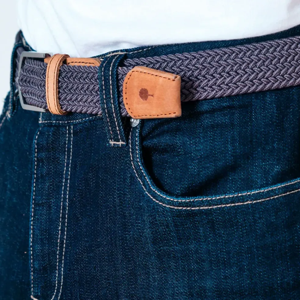 Ceinture tressée gris taille unique
