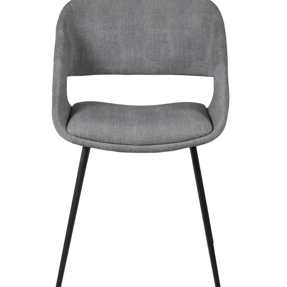 Chaise avec accoudoirs en velours côtelé gris clair - Alma