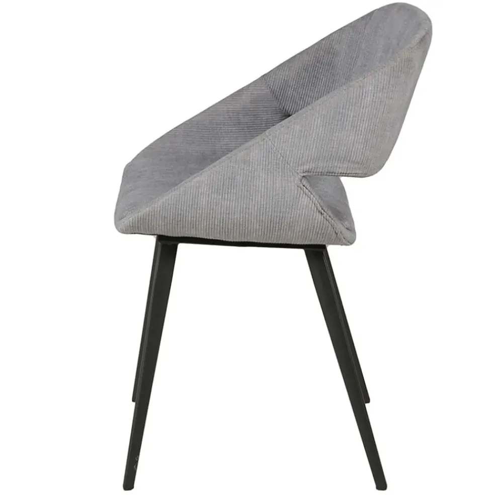 Chaise avec accoudoirs en velours côtelé gris clair - Alma