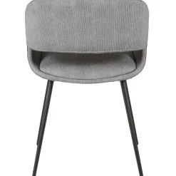 Chaise avec accoudoirs en velours côtelé gris clair - Alma