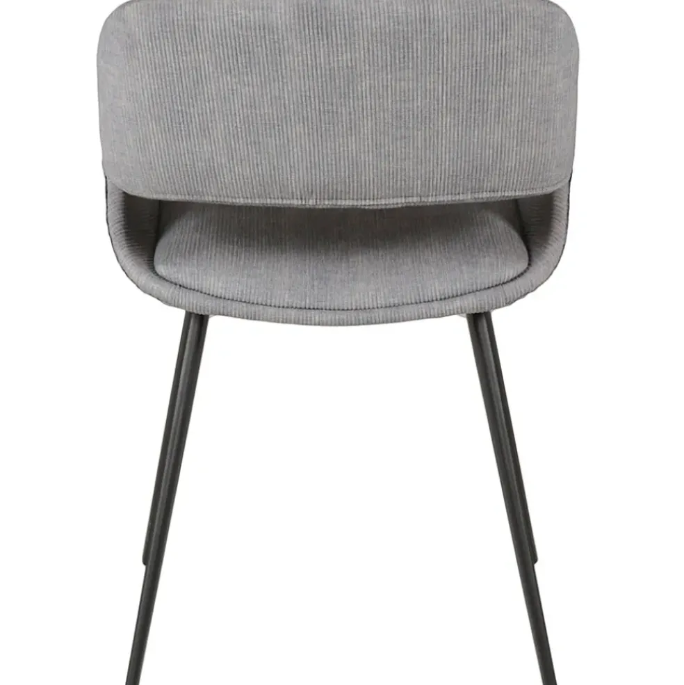 Chaise avec accoudoirs en velours côtelé gris clair - Alma