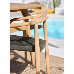 Chaise avec accoudoirs en bois d'eucalyptus kaki - Anam