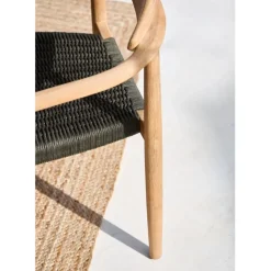 Chaise avec accoudoirs en bois d'eucalyptus kaki - Anam