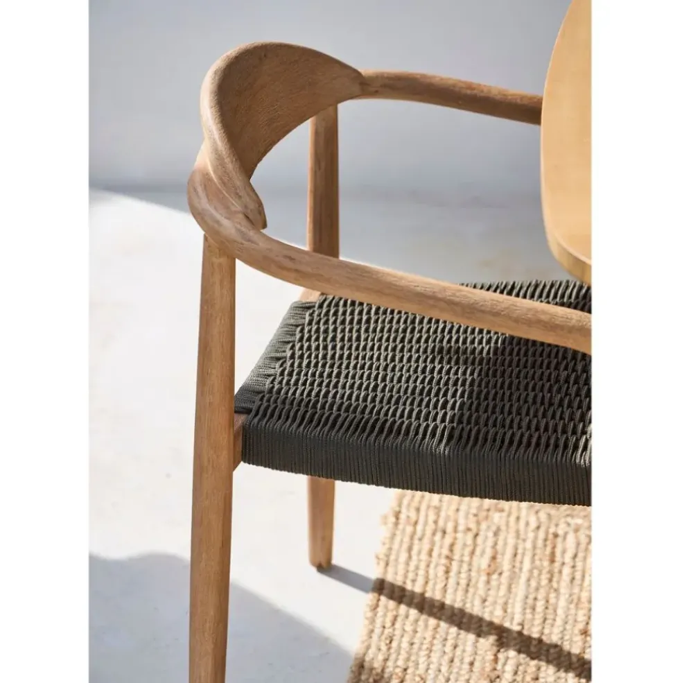 Chaise avec accoudoirs en bois d'eucalyptus kaki - Anam
