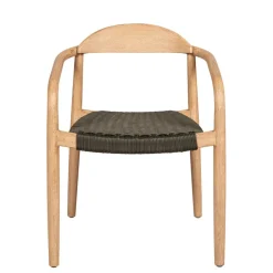 Chaise avec accoudoirs en bois d'eucalyptus kaki - Anam