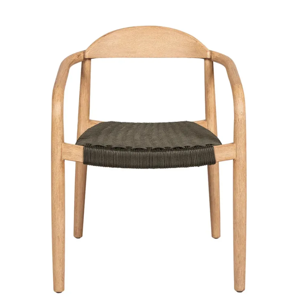 Chaise avec accoudoirs en bois d'eucalyptus kaki - Anam