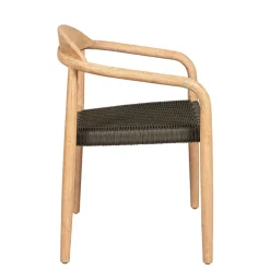 Chaise avec accoudoirs en bois d'eucalyptus kaki - Anam