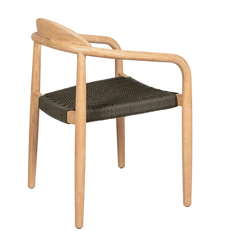 Chaise avec accoudoirs en bois d'eucalyptus kaki - Anam