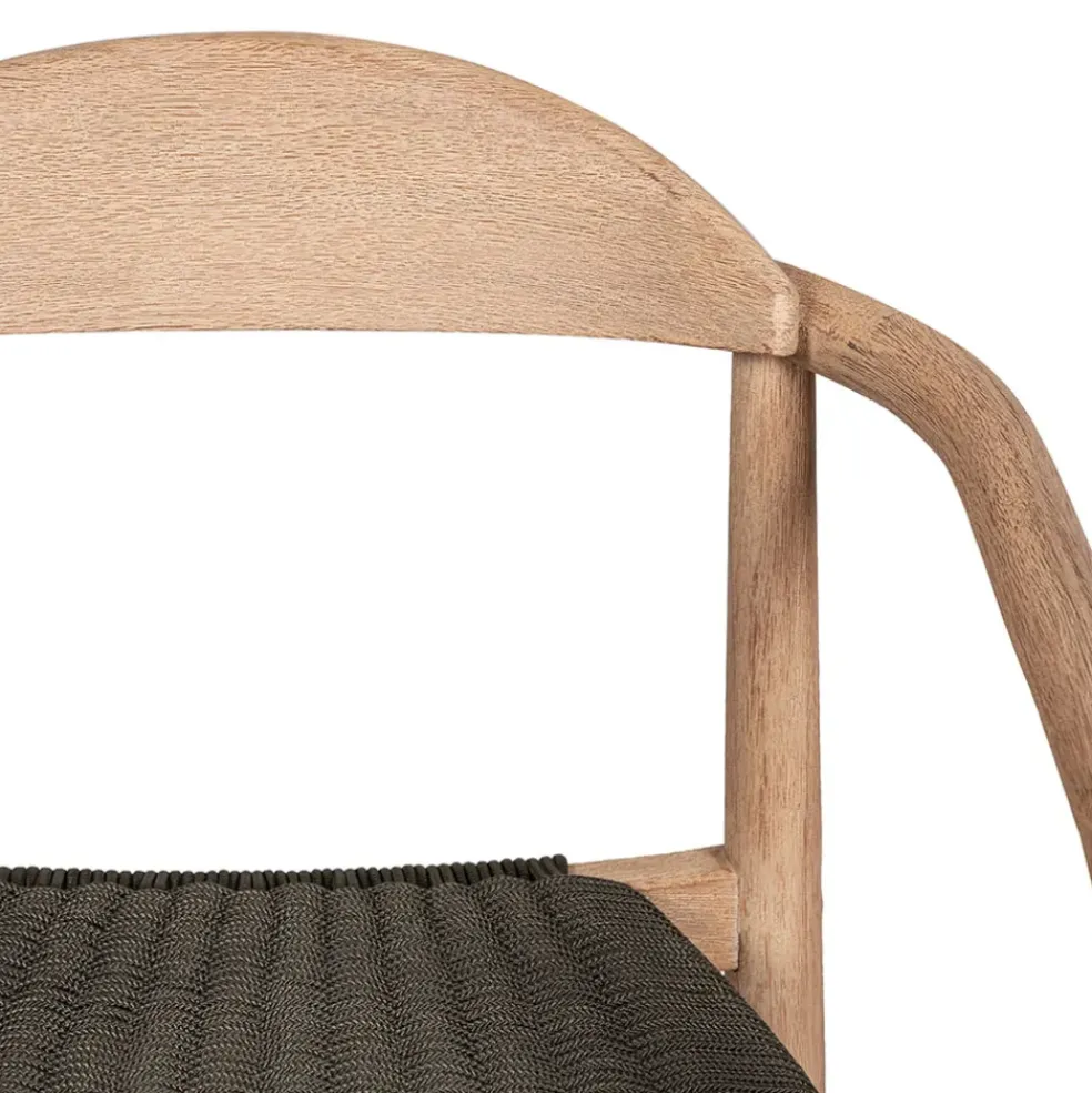 Chaise avec accoudoirs en bois d'eucalyptus kaki - Anam