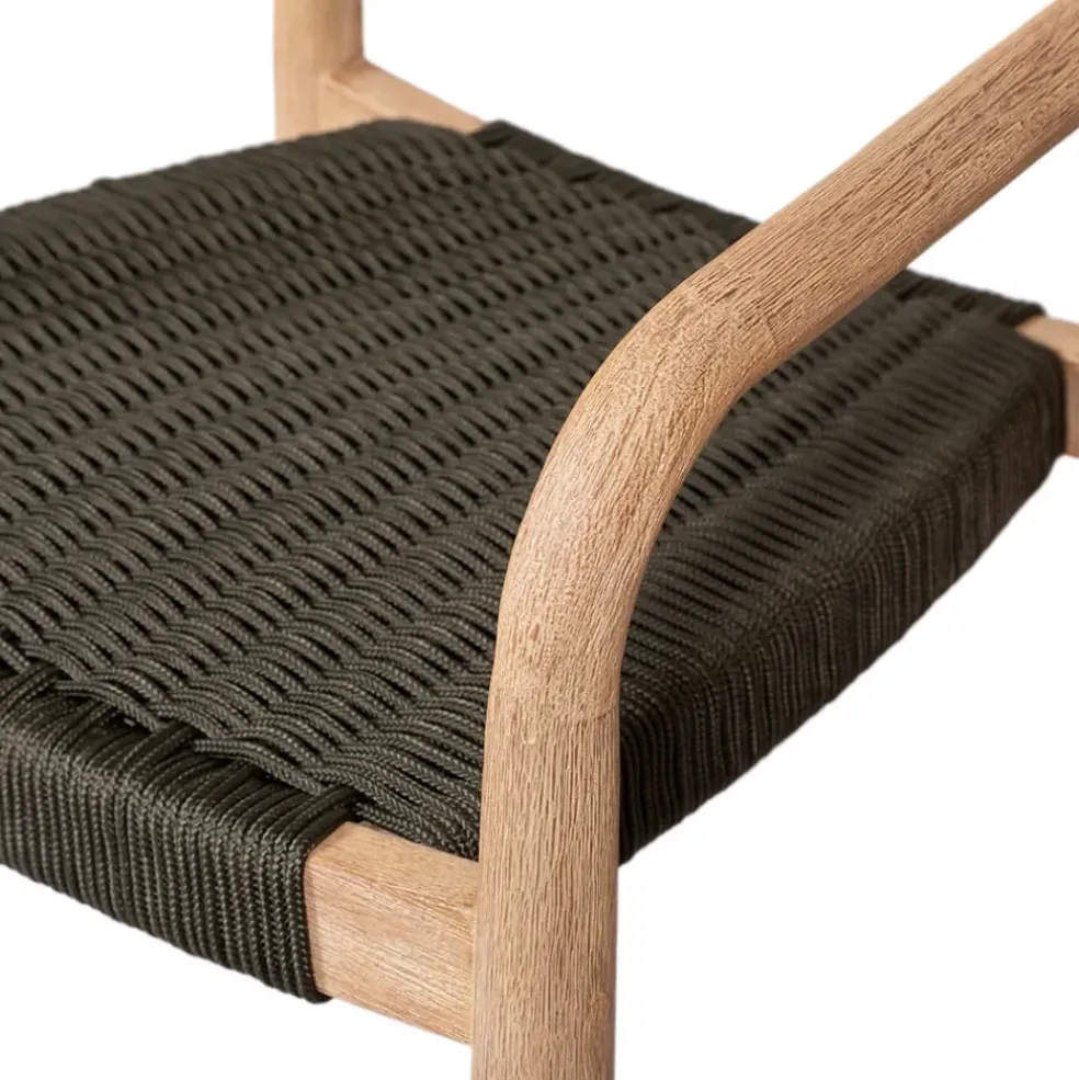 Chaise avec accoudoirs en bois d'eucalyptus kaki - Anam
