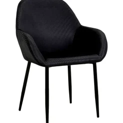 Chaise avec accoudoirs en velours côtelé noir - Julia