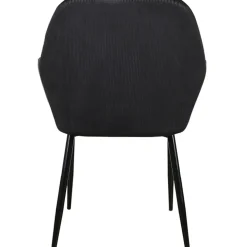 Chaise avec accoudoirs en velours côtelé noir - Julia