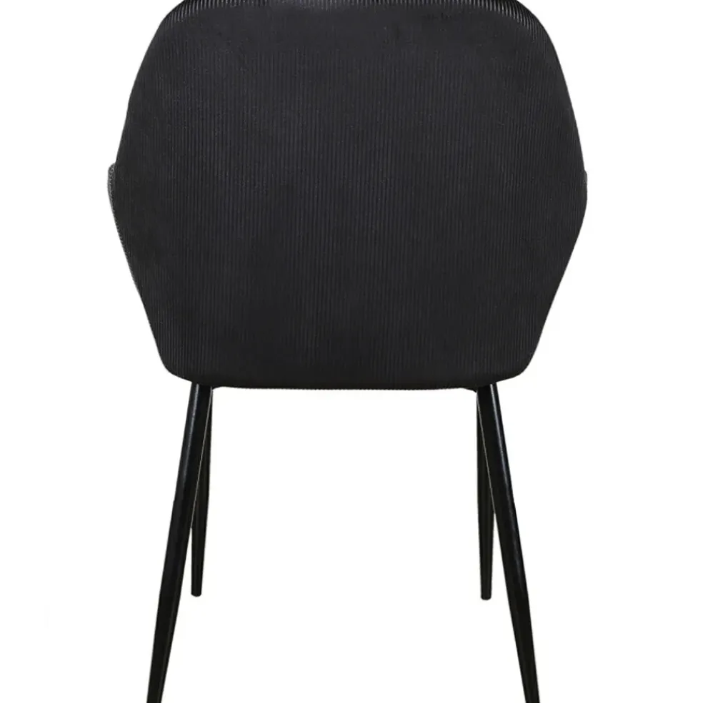 Chaise avec accoudoirs en velours côtelé noir - Julia
