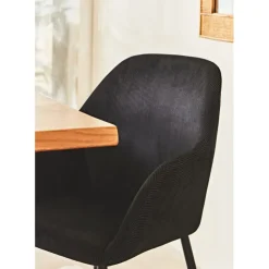 Chaise avec accoudoirs en velours côtelé noir - Julia