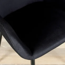 Chaise avec accoudoirs en velours côtelé noir - Julia