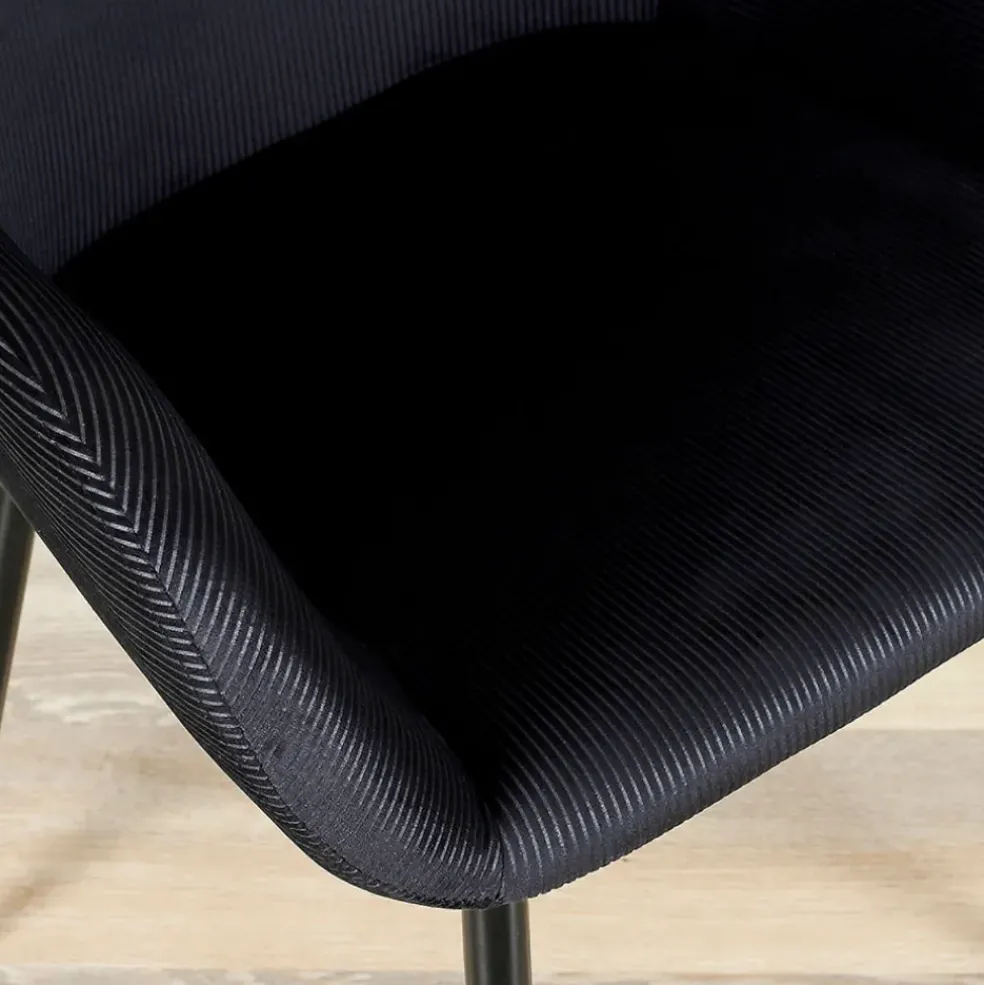 Chaise avec accoudoirs en velours côtelé noir - Julia