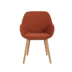 Chaise avec accoudoirs en tissu bouclette terracotta - Altea