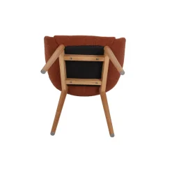 Chaise avec accoudoirs en tissu bouclette terracotta - Altea