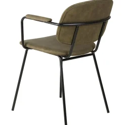 Chaise avec accoudoirs en tissu effet daim kaki - Aston