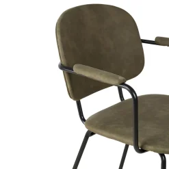 Chaise avec accoudoirs en tissu effet daim kaki - Aston