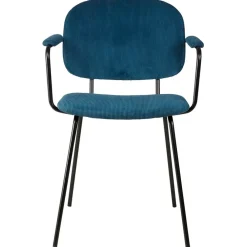 Chaise avec accoudoirs en velours côtelé bleu foncé - Aston