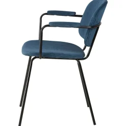 Chaise avec accoudoirs en velours côtelé bleu foncé - Aston