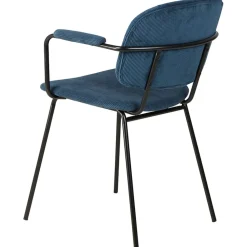 Chaise avec accoudoirs en velours côtelé bleu foncé - Aston