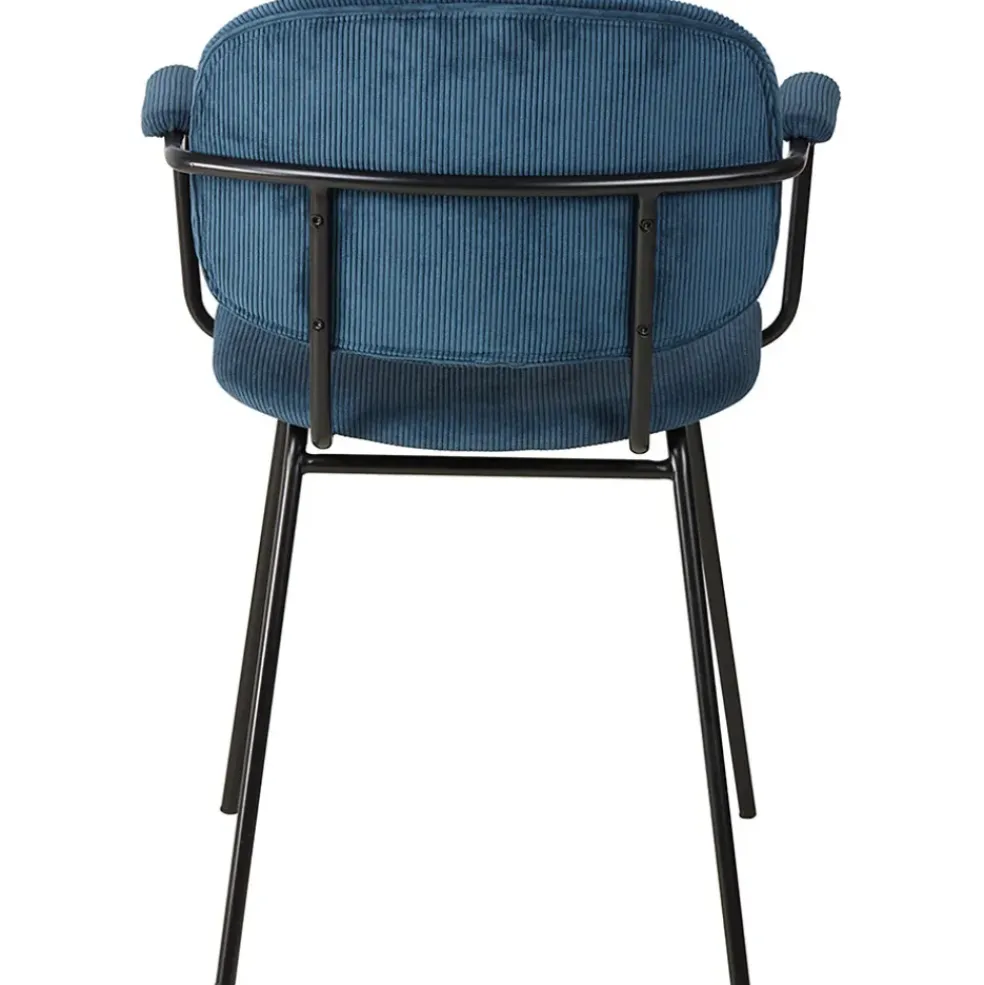 Chaise avec accoudoirs en velours côtelé bleu foncé - Aston