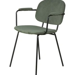 Chaise avec accoudoirs en velours côtelé vert sapin - Aston