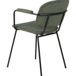 Chaise avec accoudoirs en velours côtelé vert sapin - Aston