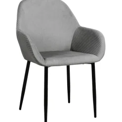 Chaise avec accoudoirs en velours côtelé gris - Julia